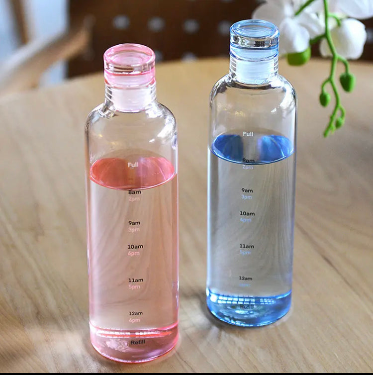 Large Capacity Glass Bottle, Glass Bottle With Time Marker, Leakproof Drop-Resistant Water Bottle Large Capacity Glass Bottle, Glass Bottle With Time Marker, Leakproof Drop-Resistant Water Bottle